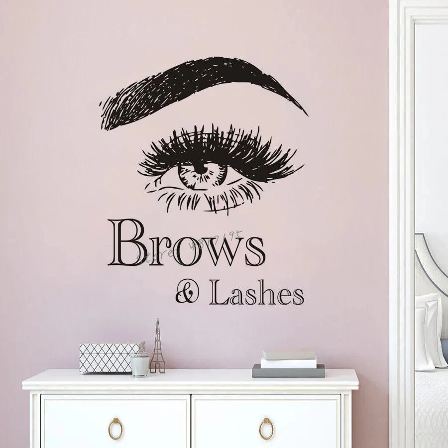 Brows Lashes Logo Wall Decal Beauty Make Up Studio Décor Eyebrow Comestics Wall Sticker Vinyl Beauty Salon Vinyl Posters