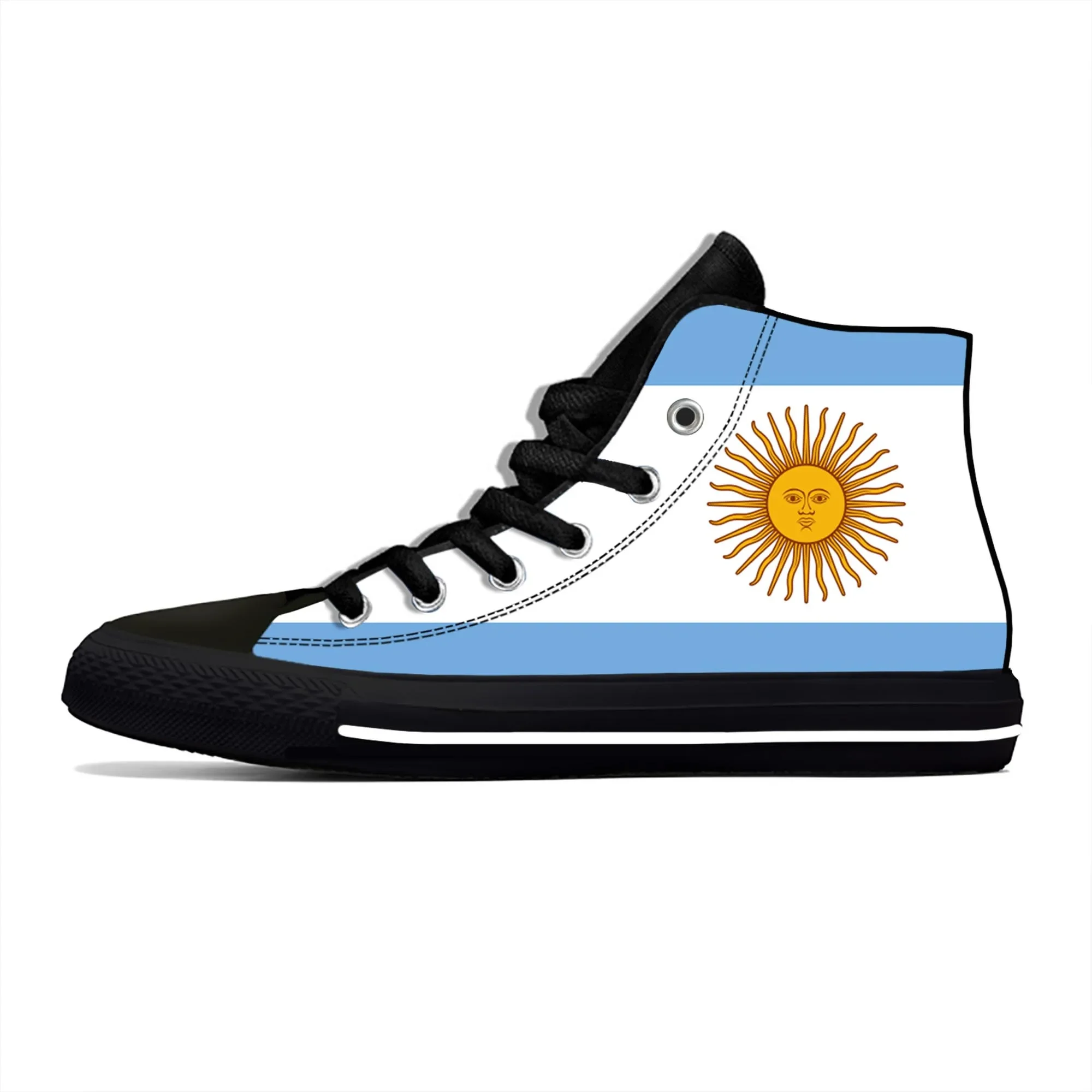 Argentina Flag High Top Sneakers Mens Womens Teenager Casual Shoes Running Shoes 3D Printed Breathable Lightweight shoe