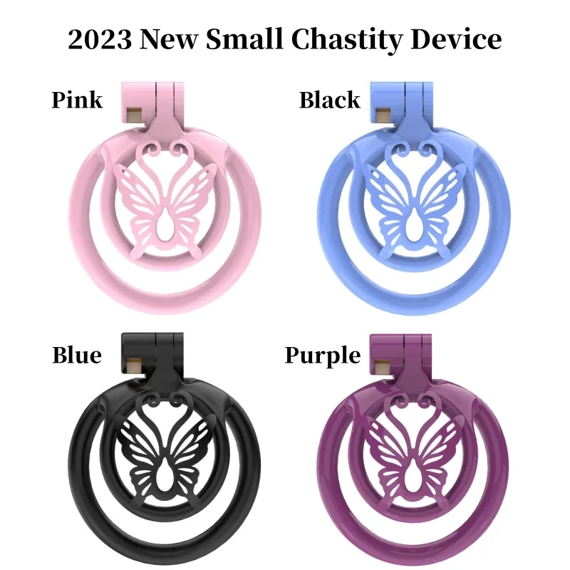 2024 Mini Cock Cage Control Restraint Chastity Device Pink/Black/Blue/Purple Anti-Cheating Penis Lock 5 Size Rings Adult Sex Toy