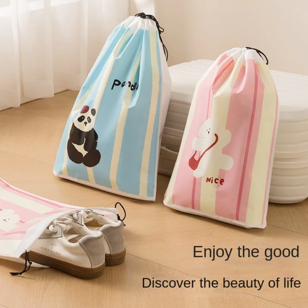 

Пыленепроницаемая сумка для хранения на шнурке, водонепроницаемая сумка для упаковки обуви большой емкости с рисунком панды/щенка, экономия места