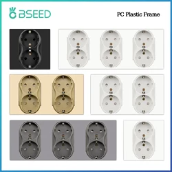 BSEED EU Wall Power Double Sockets Dual Power Outlets Electrical Plug Plastic Panel White Black 110-250V for Home Office