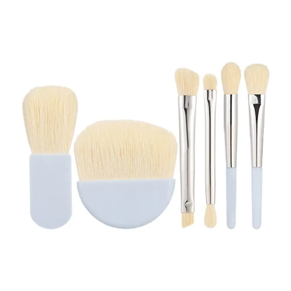 6Pcs/Set Makeup Brush Set Soft Bristle Reusable Makeup Blush Brush Powder Brush Set with Storage Box Travel Beauty Tool