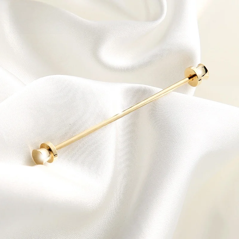 ゴールドインペリアルカラーピン-メンズウェディングシャツ-カフスボタン-シンプルカラースティック-ギフトボックスセット-カジュアル-無地-標準幅