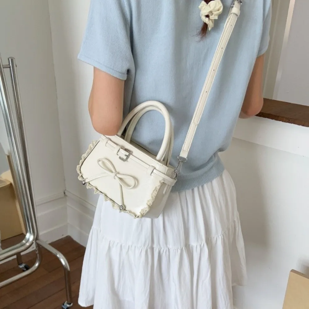 

Fashion Korean Bow Leather Bag Sweet Stylish Bow Crossbody Bag Lace Versatile Women's Handbags Daily