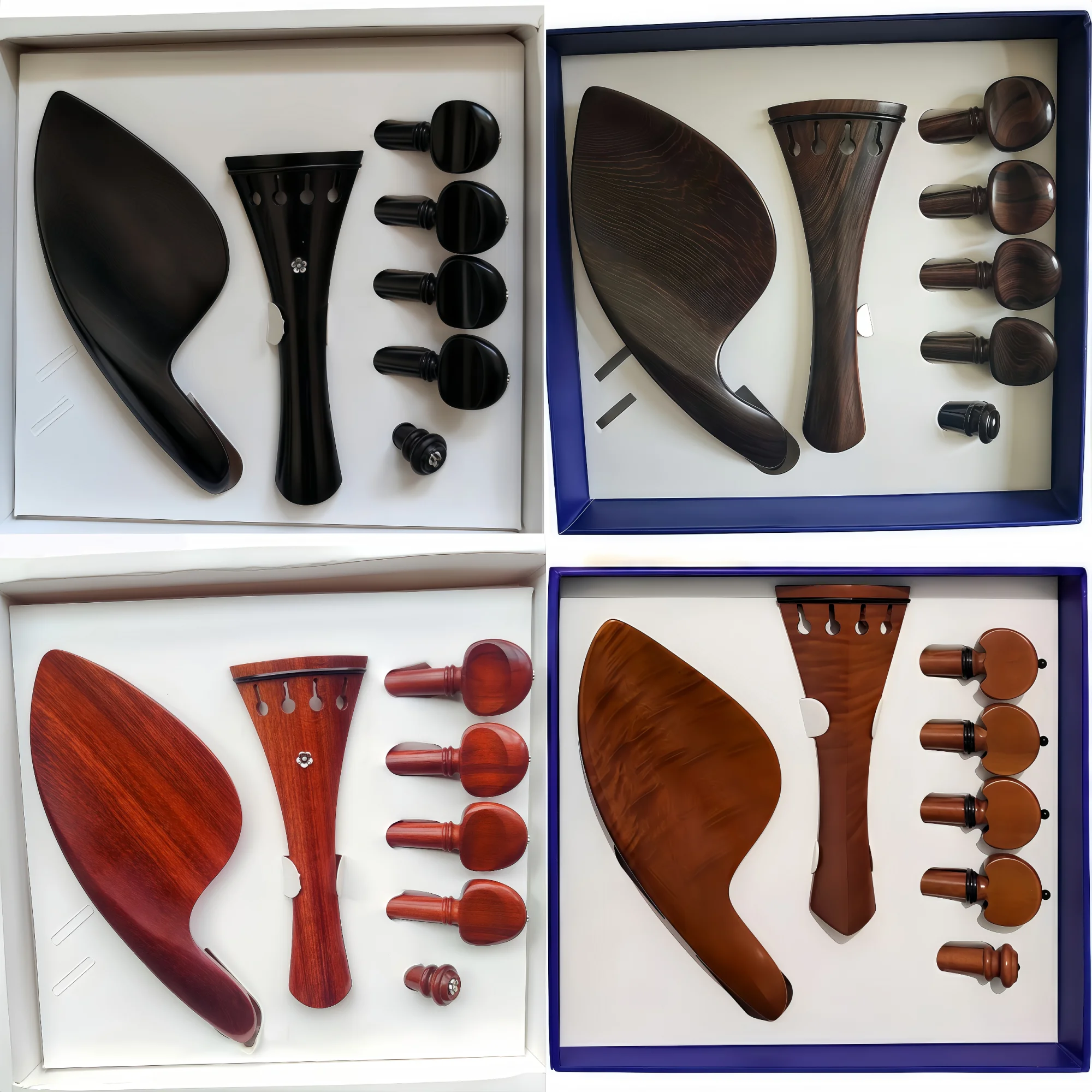 

1 set New Ebony jujube wood violin parts 4/4 size rosewood tailpiece chin rest pegs accessories