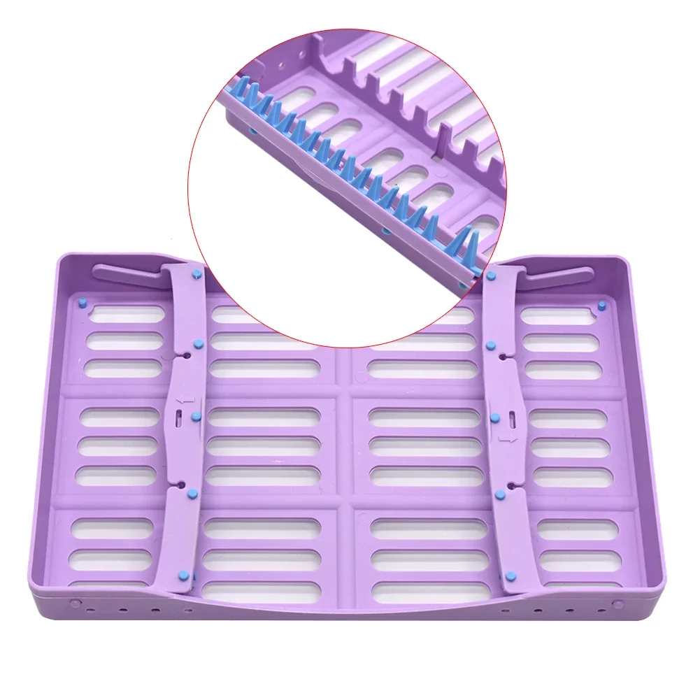 1pcs Dental Sterilization Box Dentistry Instrument Cassette Rack Plastic Disinfection Tray Dentist Tools Purple