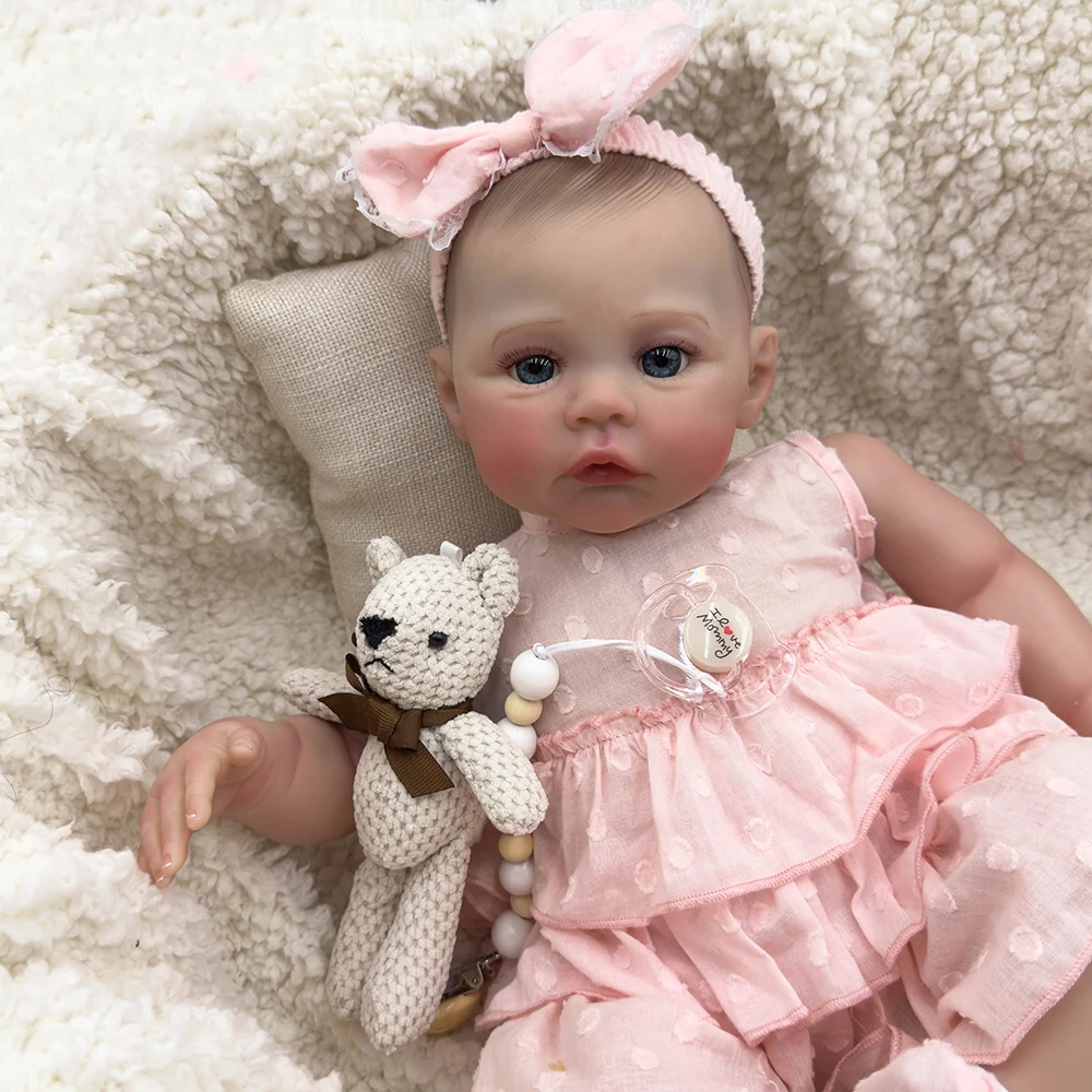 Reborn Baby Silicone Full Body Realistic Doll 48cm Newborn Girl for Nursery, Mother-to-be Soft Kids Doll Toy Christmas Gifts