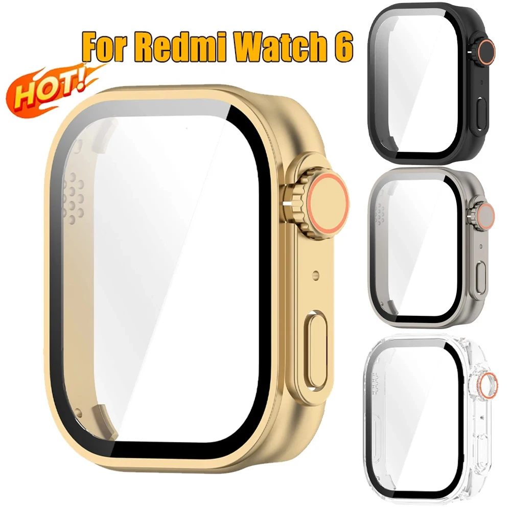 �y�Z�[�����z�K���X + PC �P�[�X Xiaomi Redmi Watch 6 �X�N���[���v���e�N�^�[�p�A���`�X�N���b�`�t�B�����o���p�[�n�[�h�ی�J�o�[ Redmi Watch 6 �V�F���p
