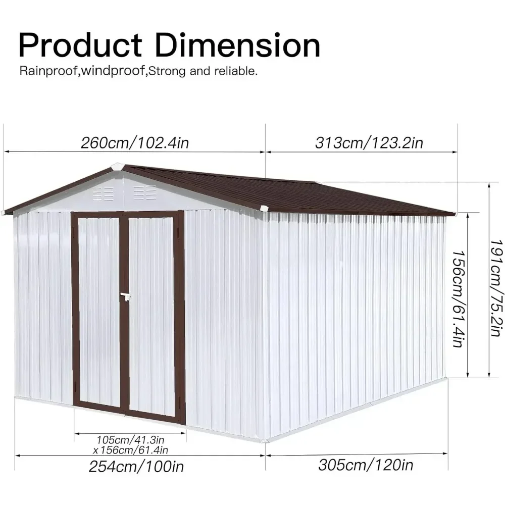 Outdoor Storage Shed, Steel Utility Tool Shed Storage House with Door & Lock, Metal Sheds Outdoor Storage for Backyard Garden