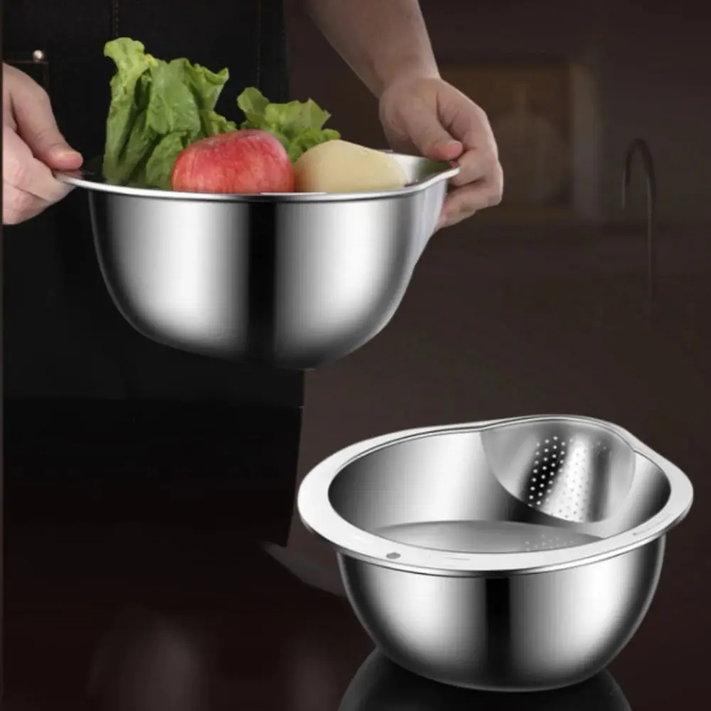 

Stainless Steel Rice Washing Basket Large Size Stainless Steel 304 Vegetable Strainer Tray Design Bowl Shape Drain Basket