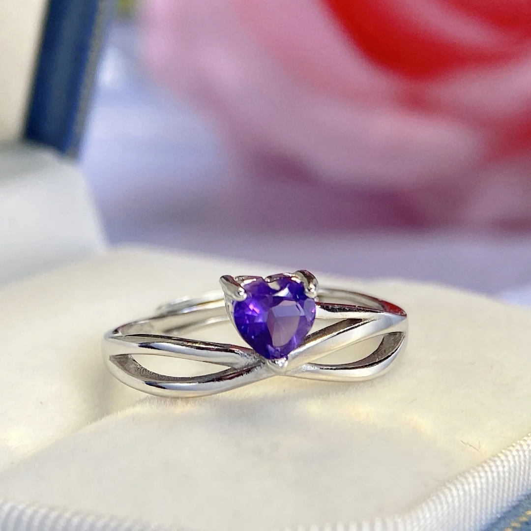 

KJJEAXCMY High clarity Natural Amethyst S925 silver exquisitely Ring Full of luster Simple,Design High-End Bestseller Gift