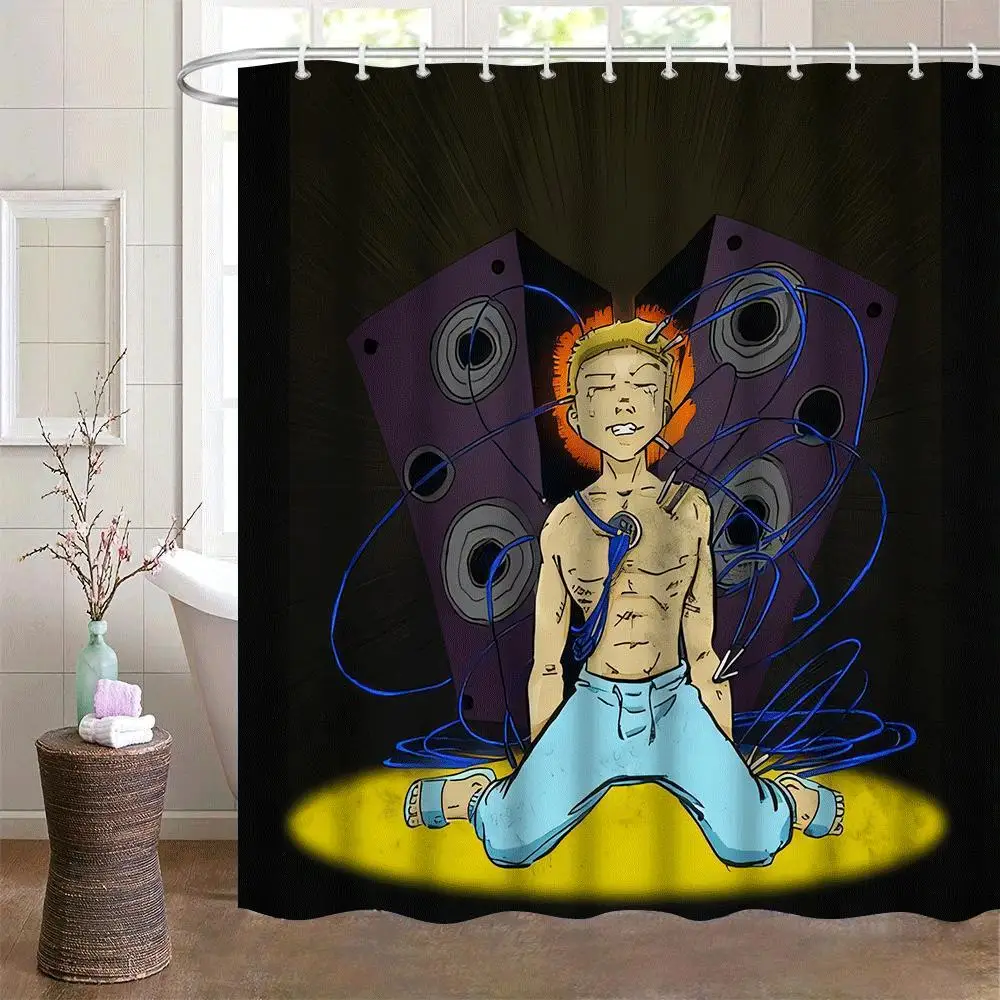 

1 шт. Занавеска для душа с принтом Music is Zen и крючками — утолщенная полиэфирная ткань, дизайн Serene Music & Nature, можно стирать в машине,