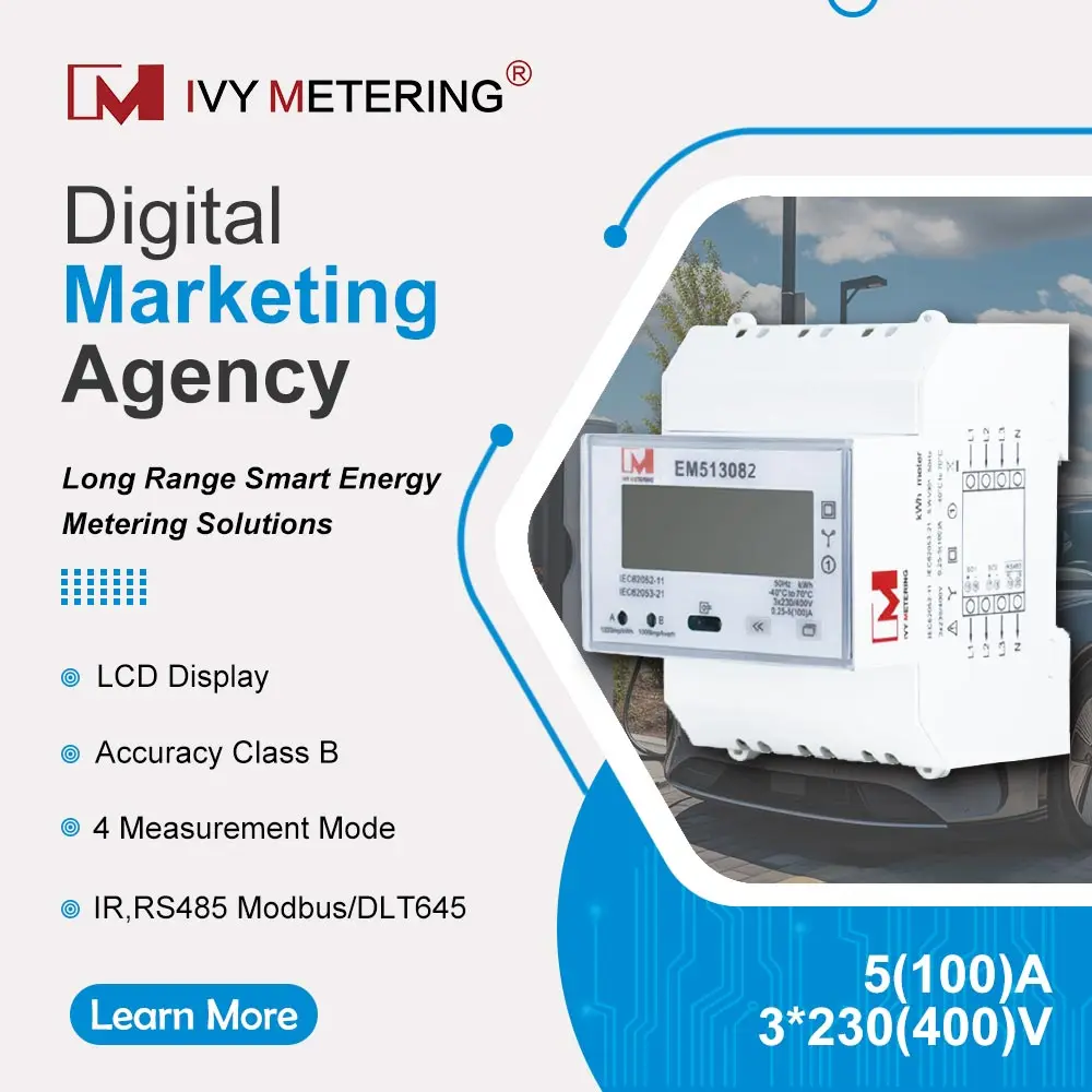 

IVY EM513082 Three Phase 4-Wire RS485 Modbus Energy Meter, 100A DIN Rail, MID Certified, Bidirectional kWh Meter for Solar PV