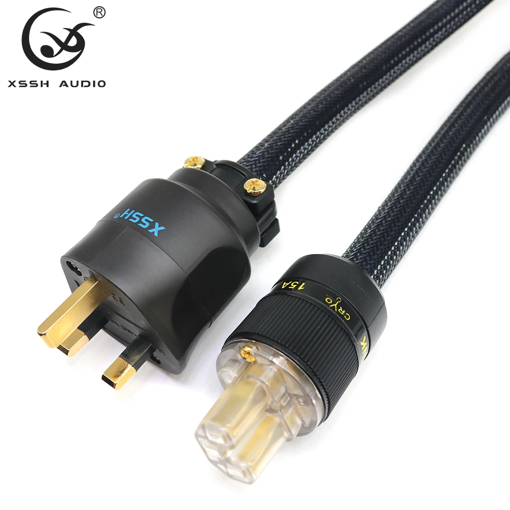 XSSH 오디오 YIVO FURUTECH HIFI 증폭기 OFC 순수 구리 금 도금 영국 IEC AC 여성 남성 전원 플러그 전원 케이블 코드 와이어