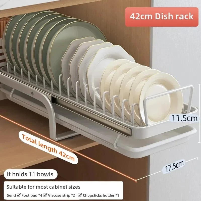 Dish Bowl Storage Rack Kitchen Pull-out Dish and Bowl Shelf Cabinet Storage Rack Drawer Drain Rack Kitchen Accessries Joy