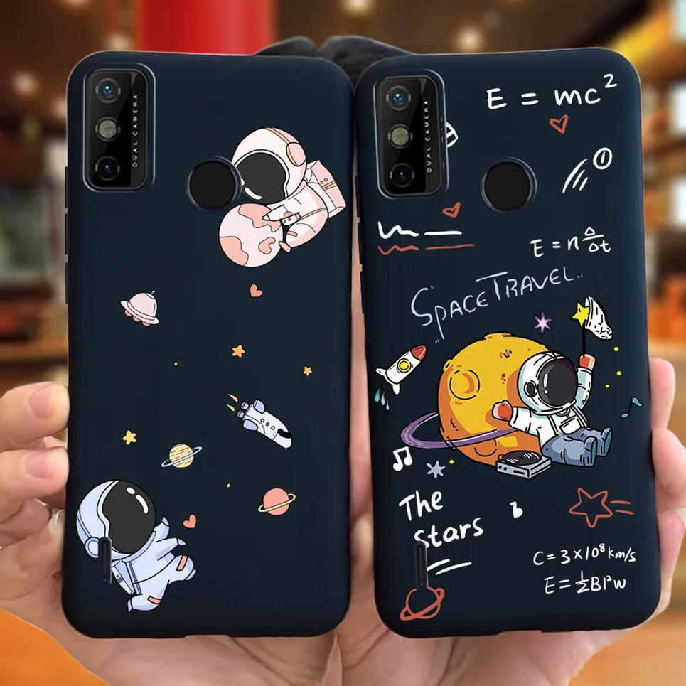 For Tecno Spark 6 Go Case KE5j KE5k Cute Astronaut Dinosaur Cover Liquid Silicone Phone Cases For Tecno Spark GO 2020 Coque Etui