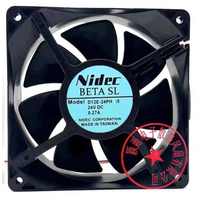 

New CPU Cooler Fan for Nidec D12E-24PH 05 24V 0.27A 12038 High Wind Frequency Converter Cooling Fan 120x120x38mm