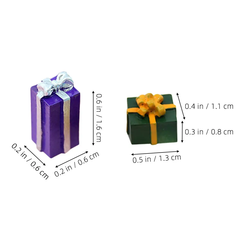 

40Pcs Miniature Christmas Ornament Resin Mini Present Boxes for DIY Craft Holiday Tree Decoration Tiny Resin Gifts Christmas