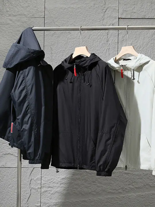 

Lightweight UV Protection Jaet Windbreaker Hooded Running Spor Breathable Spring Autumn Nylon Fiber Men's Coat