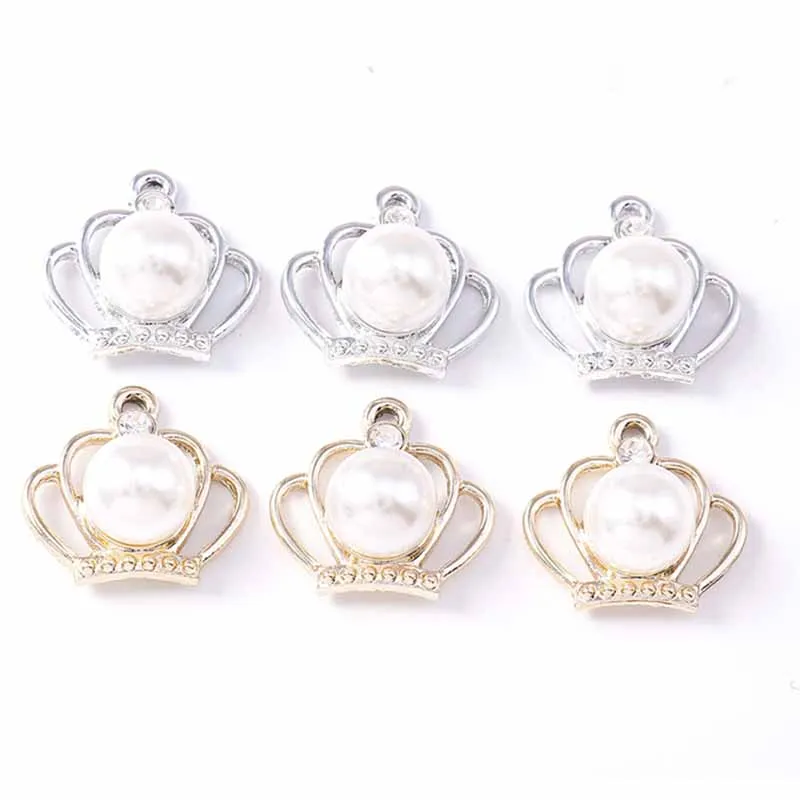 

Duarte 20Pcs/Lot Cute Pearl Alloy Crown Charms Pendants for Making Drop Earrings Necklaces Bracelets DIY Crafts Jewelry Findings
