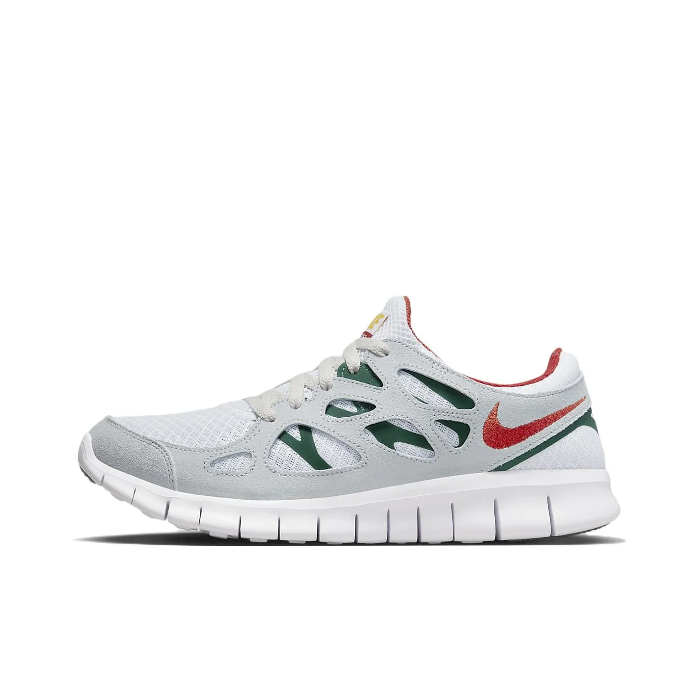 Nike Free Run 2.0 Running Shoes Men's Low Top White Canyon Green/Amarillo Yellow/Vermilion 537732-102