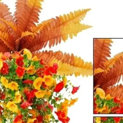 Artificial Morning Glory Vine 75cm Fake Autumn Hanging Plants With Persian Grass For Front Door Garden Patio Outdoor Decor