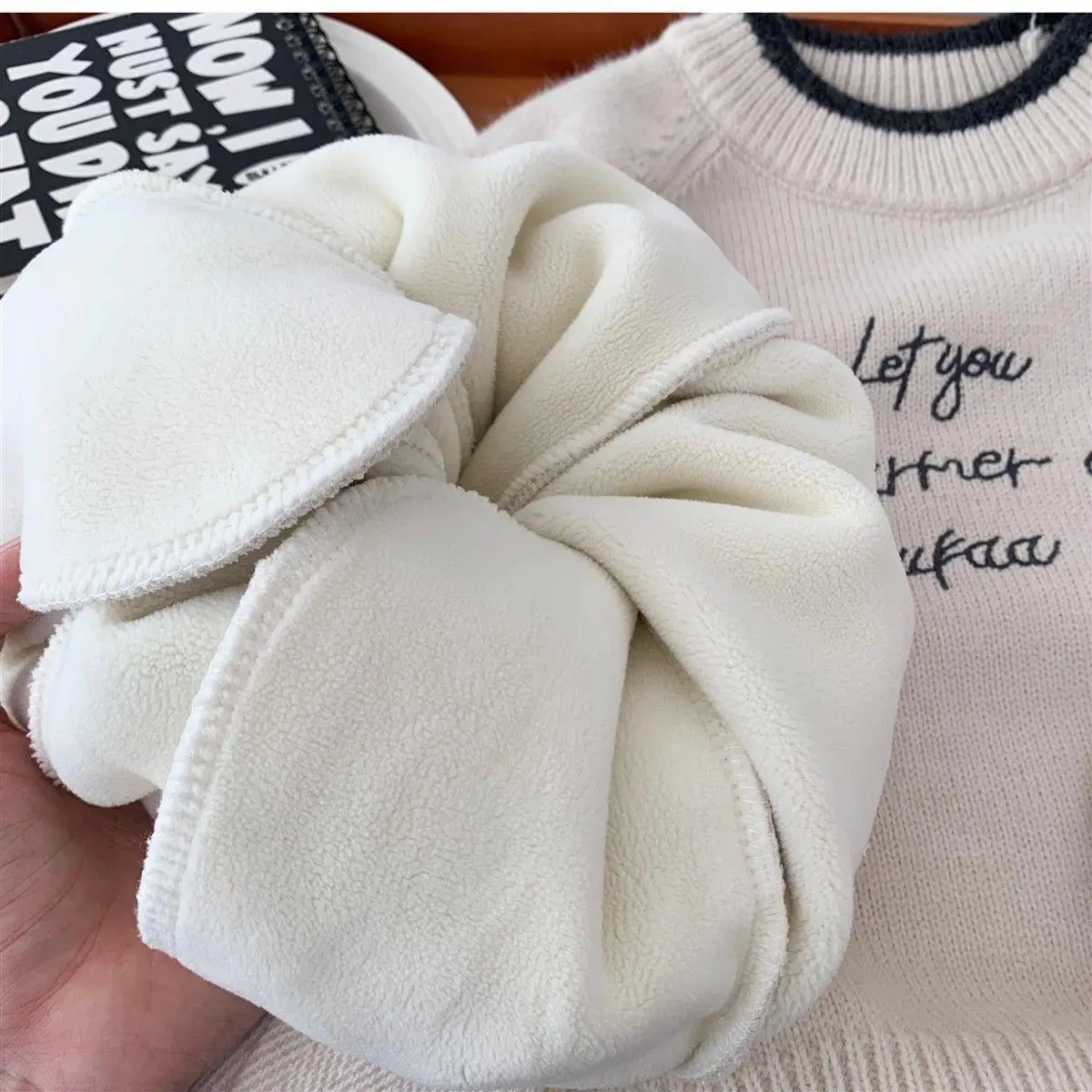 Winter Children Fleece Lining Casual Pants 2026 Fashion Boys Thick Warm Wide Leg Pants Baby Girls Loose Outerwear Trousers 6