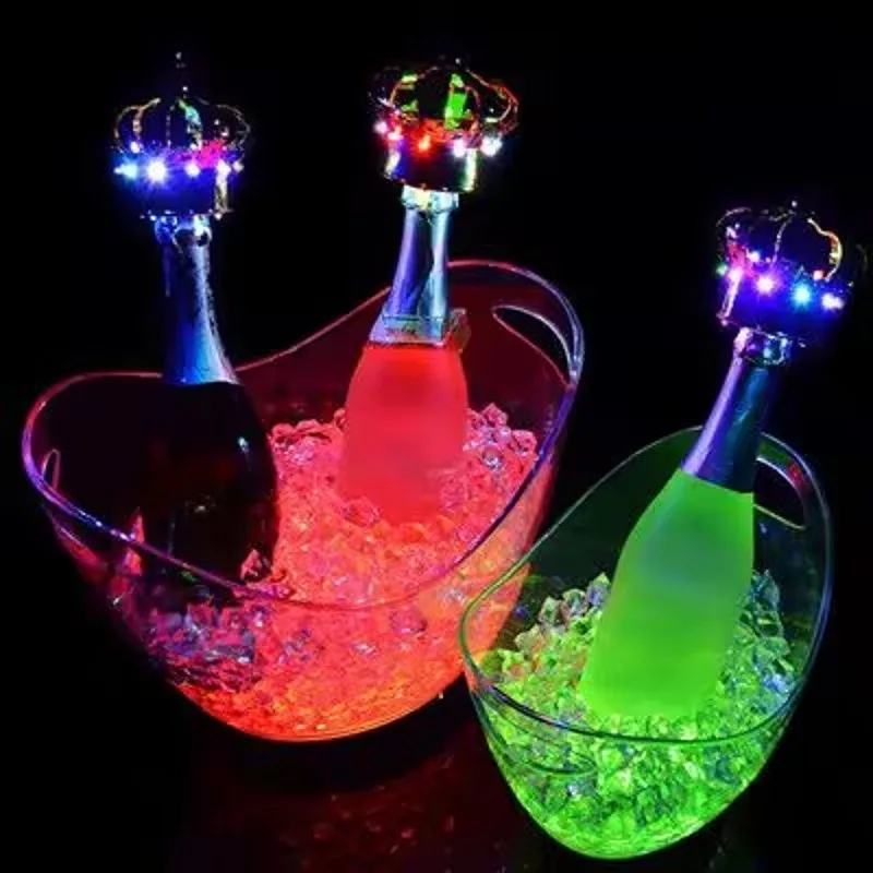 Ice Bucket Beer Champagne Wine Cooler Tub Bucket Container 2L LED Color Changing Ice Holder for Bars Nightclubs Beverage Drinks