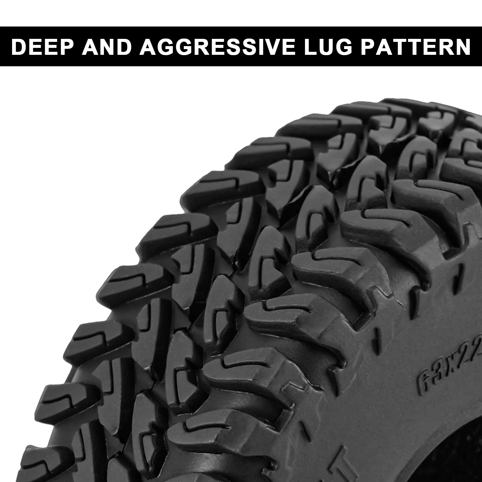 إطارات INJORA 63*22 مم 1.0 بوصة MAVERIX M/T لزواحف RC 1/18 1/24 (T1025)