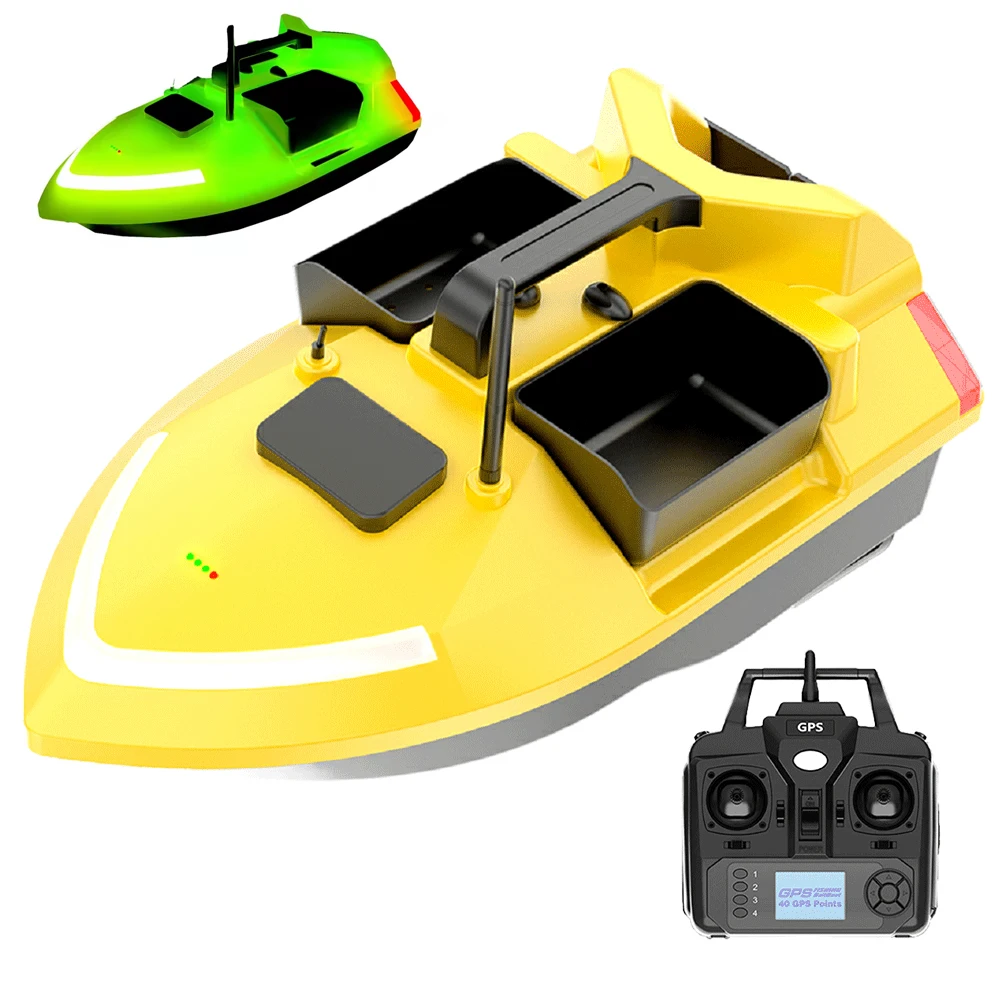 GPS RC Fishing Bait Boat 500m Range 40 Points Positioning Long Battery Smart Baiting Vessel with Fish Finder for Carp Fishing
