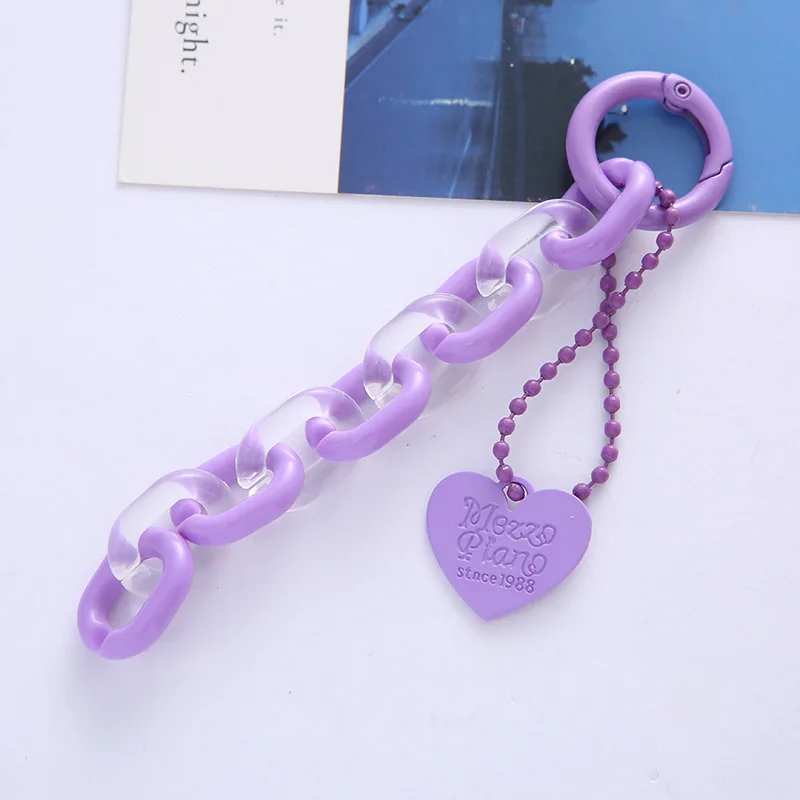 Colorful Acrylic Plastic Link Chain Keychain Creative Handmade Key Ring For Women Men Handbag Accessories DIY Friendship Gifts