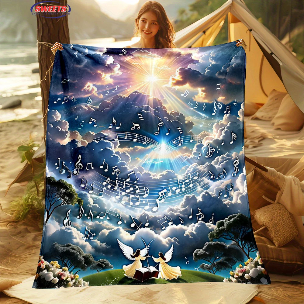 3D Printing Christian Angel Choir Blanket for Bed Bedroom Sofa Picnic, Throw Blankets for Cover Outdoor Leisure Office Trip Nap