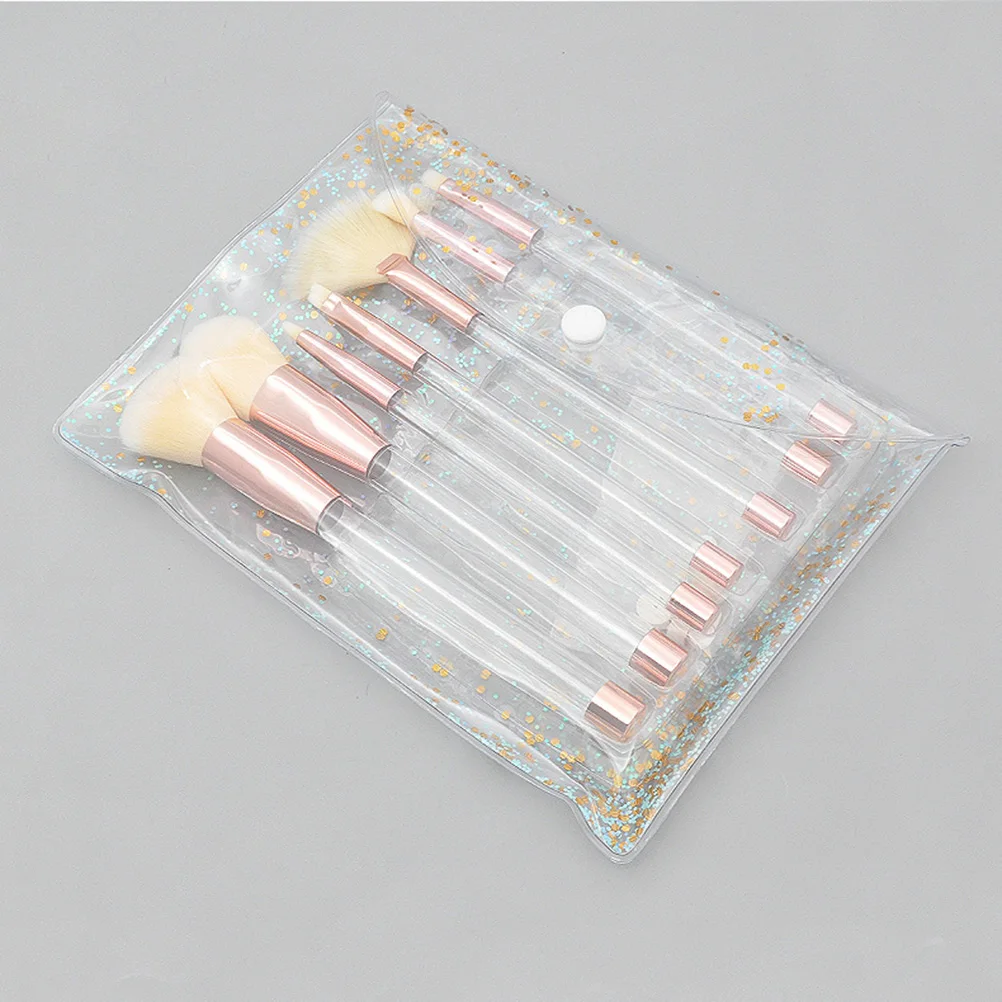 

7pcs Makeup Crystal Handle Soft Bristles Daily Professional Use Travel Kit Makeup Brushes Set Plastic Powder Brush Case