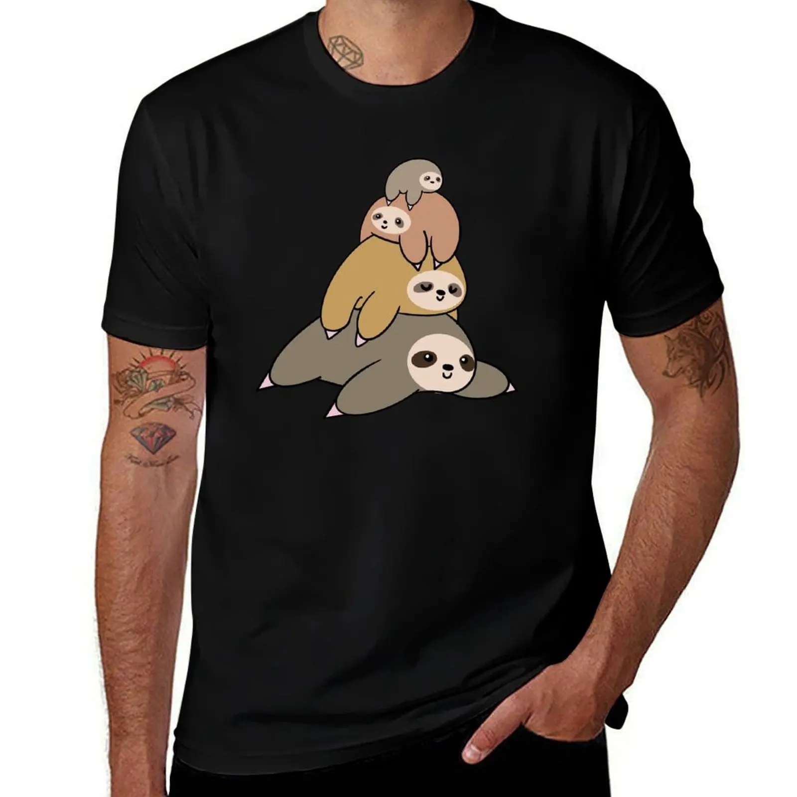 

sloth stack T-Shirt Trendy Casual Short Sleeve Shirt