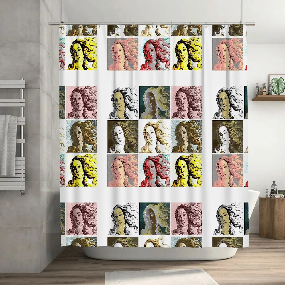 أنيقة عصر النهضة الفن دش الستار مايكل أنجلو ديفيد نسيج خلفية ديكور الحمام خمر المنسوجات المنزلية الكلاسيكية جدار هان #3