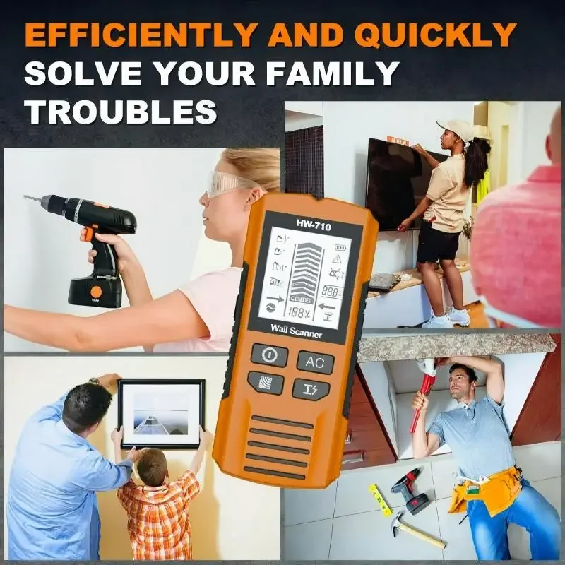 New HW-710-H New 7-in-1 Wall Stud Detector Scanner Wall Metal Wood Wire Stud Detector