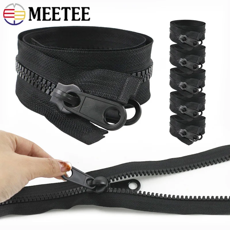

1Pc Meetee 5#8#10# Resin Zippers 60-300cm Double-sided Auto Lock Zips Bag Tent Closure Zipper Repair Kit DIY Sewing Accessories