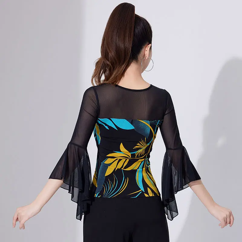 Modem Dance Top Women Summer New Ballroom Dancing Latin Dance Ruffled Dance Top