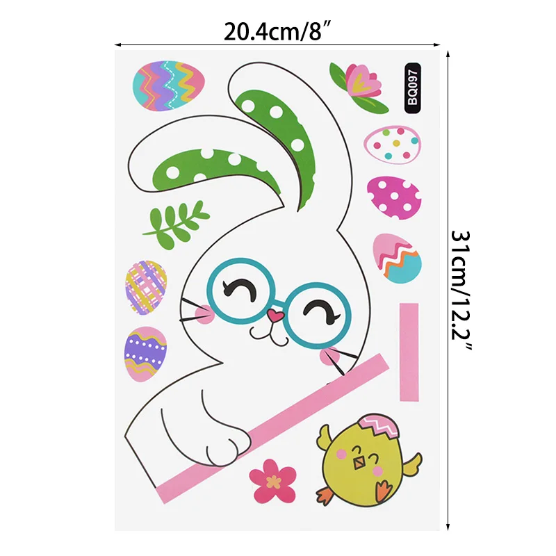 Easter Window Stickers Rabbit Eggs Carrot Wall Glass Sticker 2025 Happy Easter Party Decorations DIY Pvc Electrostatic Decals