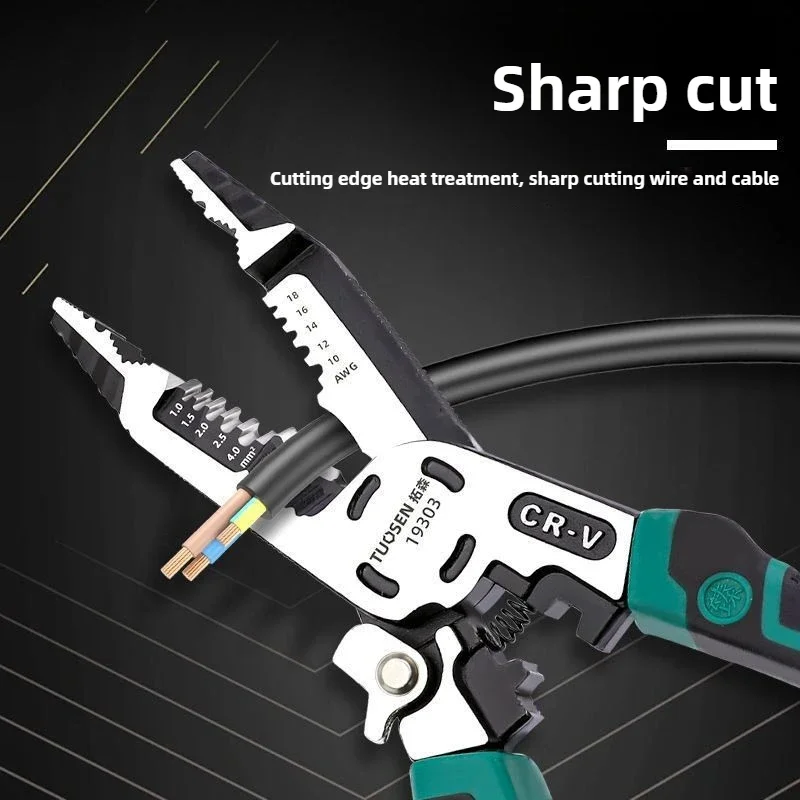 

TUOSEN 10-in-1 Multifunctional Wire Cutter Needle-Nose Pliers Electrician's Tiger Pliers Durable Wire Stripper Efficient Tool