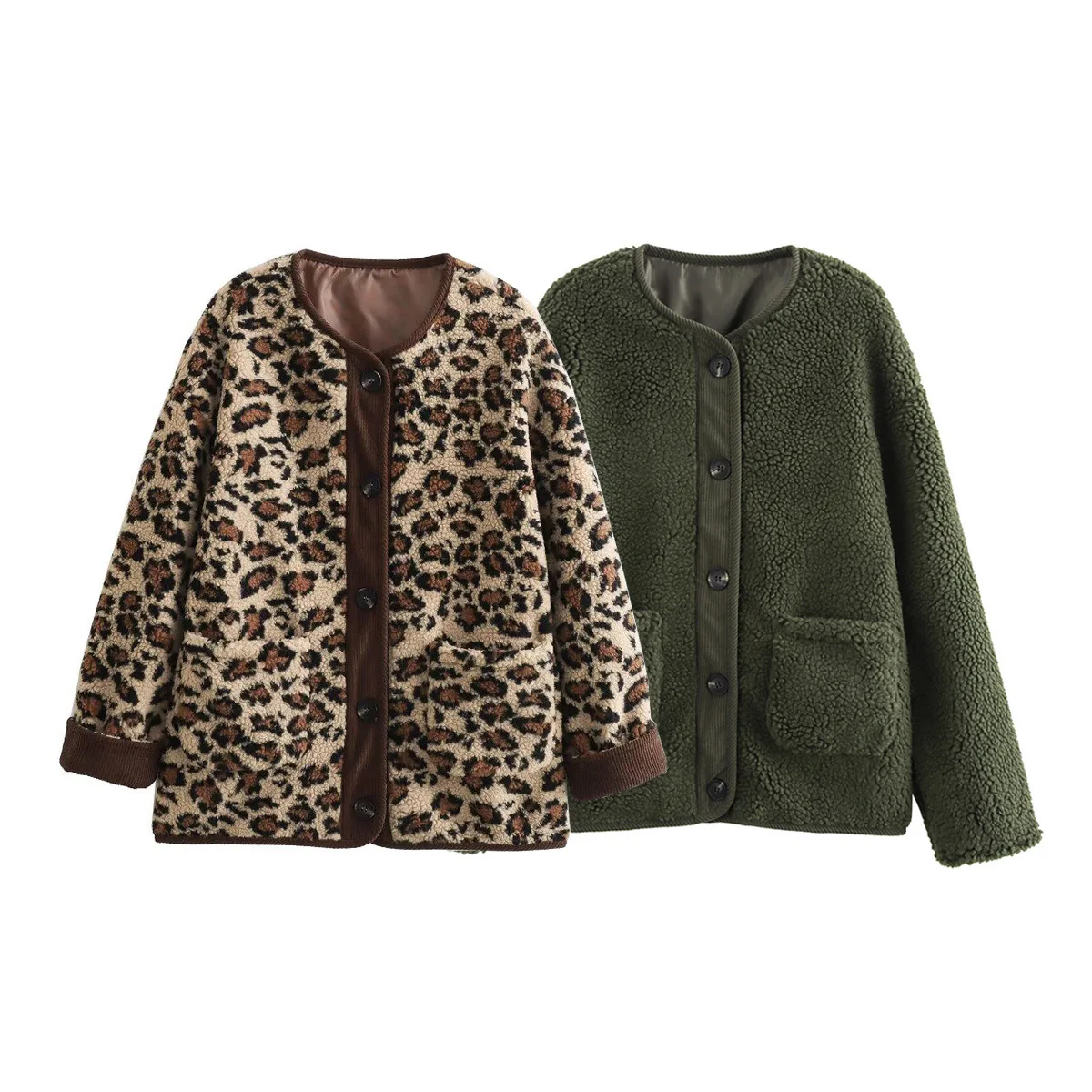 Fashion Leopard Print Jackets Coat For Women Single Breasted Jacket Cotton Clothes Casual Autumn Winter Female Coats Streetwear