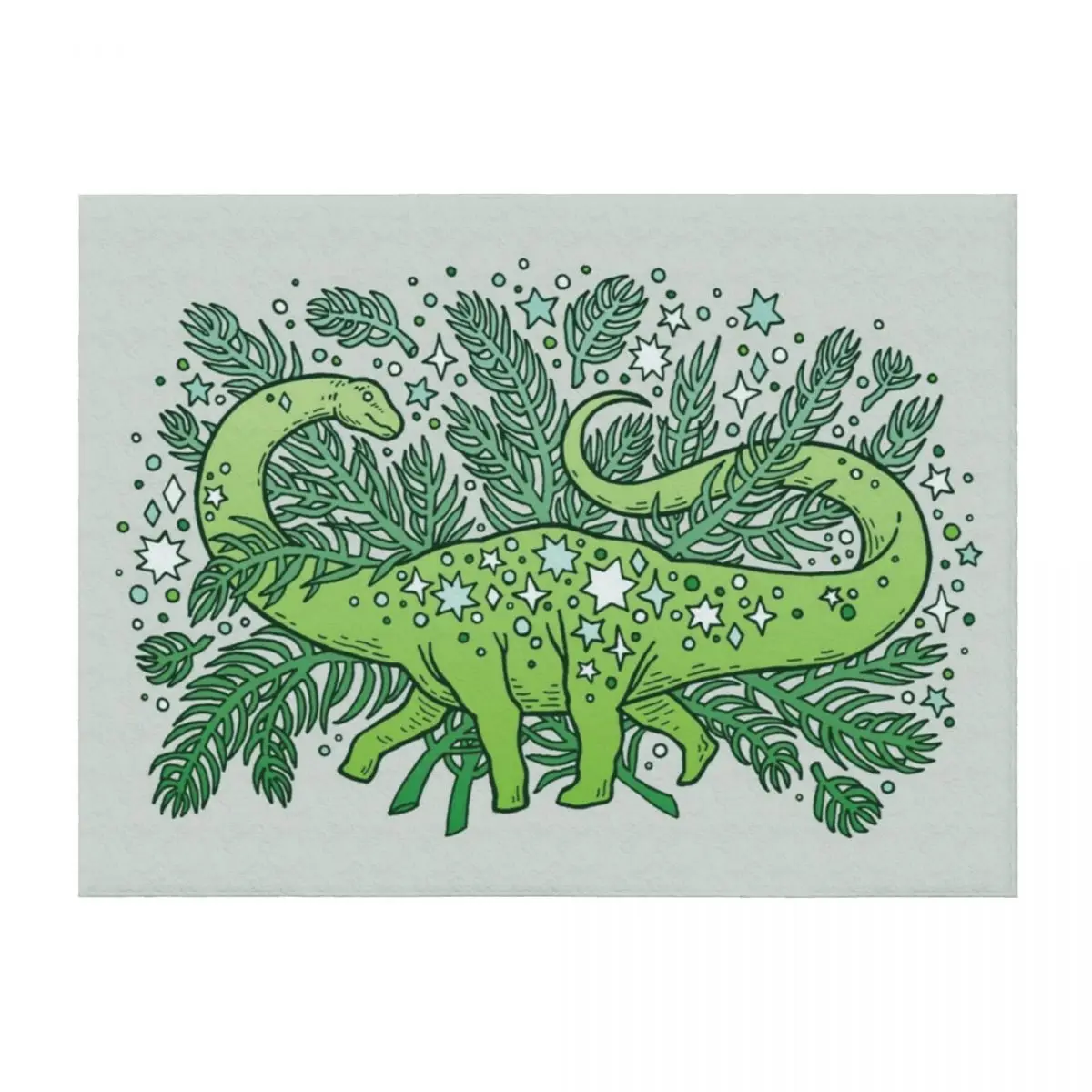 

Evergreen Apatosaurus | Dinosaur Cosmic Festive Art Throw Blanket Camping christmas gifts blankets ands Thins Blankets