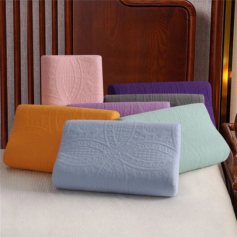 New Waterproof Latex Pillowcase Memory Pillow Cases Solid Color Cotton Bed Sleeping Pillow Protective Cover 50*30cm/60*40cm