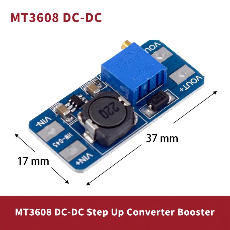 

1/5PCS Step Up Converter MT3608 Boost Module DC-DC Booster Power Supply Module Board Max 2A 2V-24V To 5/9/12/28V for Arduino