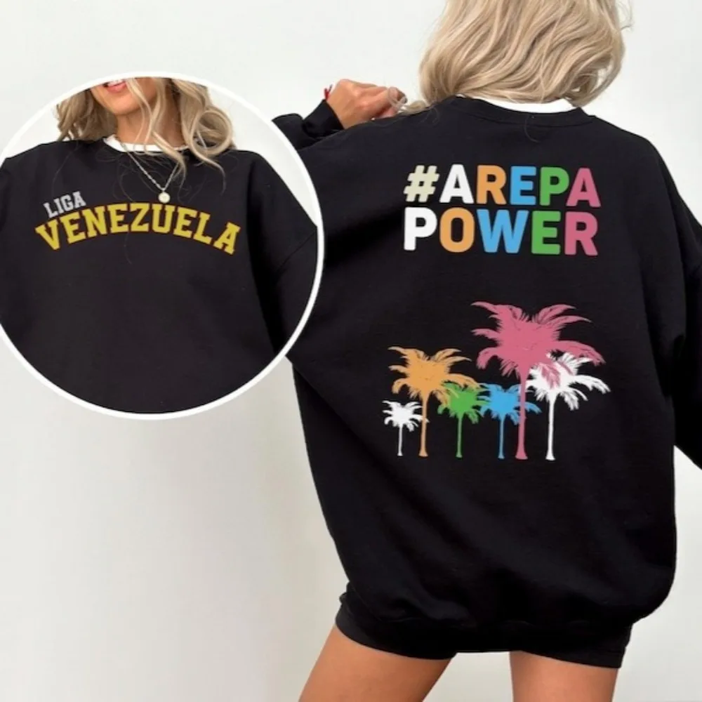 

Толстовка Arepa Power спереди и сзади, толстовка Венесуэли, Лига Венесуэла, креативный пуловер с принтом, женский зимний свитшот