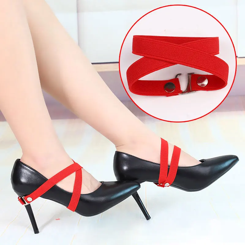 2Pairs Elastic Removable High Heels Laces Fixing Heel Straps Anti-slip Solid Color Women Ankle Strap