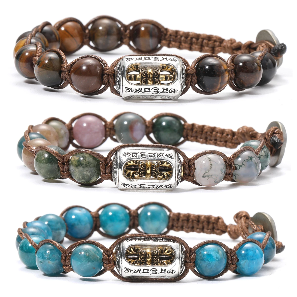 Bouddhisme tibétain pierre naturelle 8mm perles chapelet en bois de santal rouge guérison méditation Bracelet de prière porte-bonheur hommes femmes