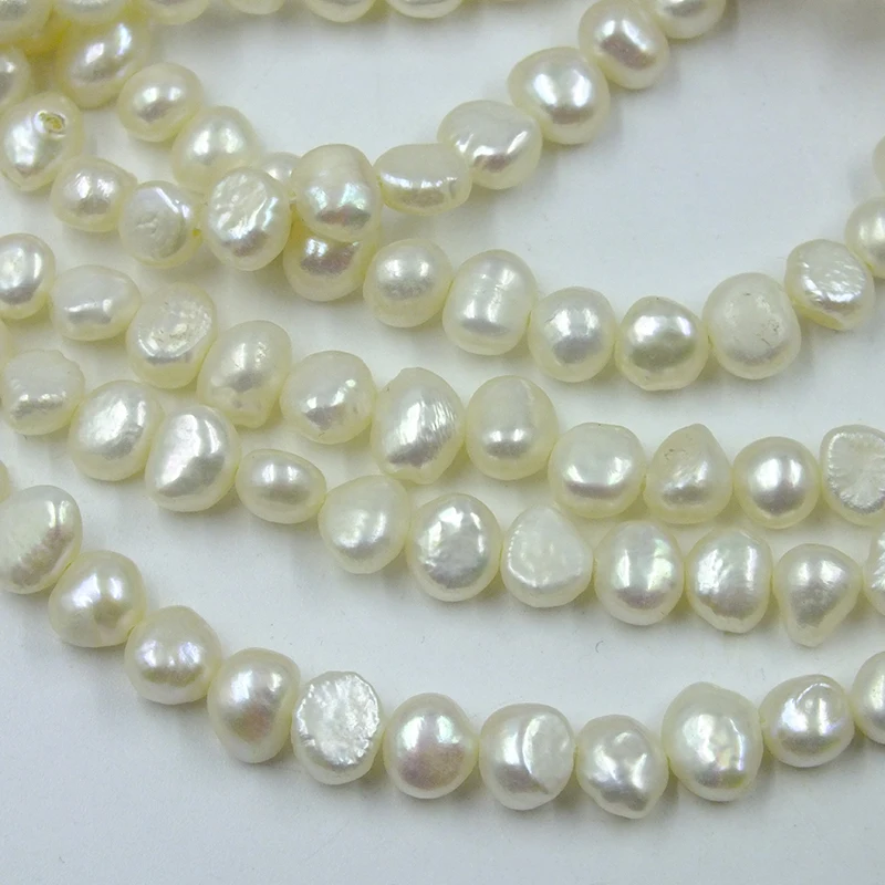 white (15 strands / set) DIY 7-8MM Baroque Freshwater Pearl BEADS 15 