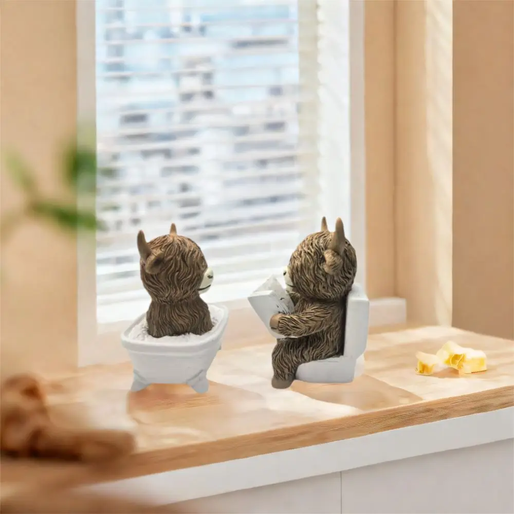 

Home Decor Resin Highland Cow Statue Decorative Cute Cow Mini Figurine Realistic Animal Sculpture Ornament Garden