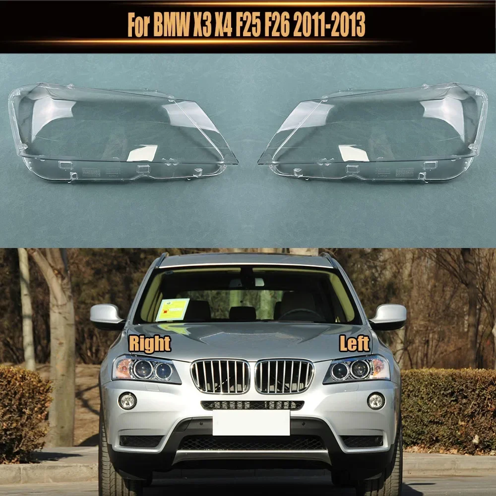 

For BMW X3 X4 F25 F26 2011-2013 Car Front Glass Lens Caps Headlight Cover Auto Headlamp Case Head Light Lampshade Shell